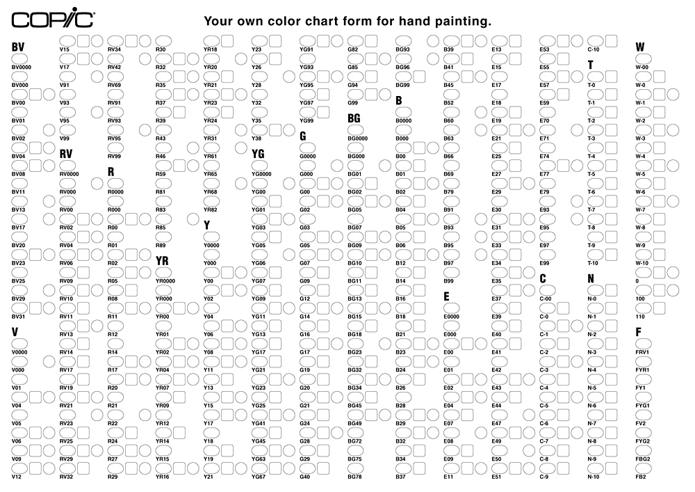 Copic Color Chart Blank