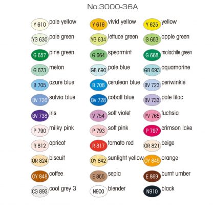 Marvy Le Plume Permanent marker (Alcohol based ink) 36 Basic colour set - Image 5