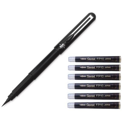 Pentel Pocket Brush pen with 6 cartridges