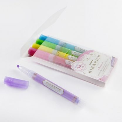 Zebra Kirarich Glitter Highligher - 5 Marker set - Image 5