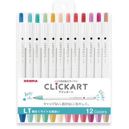 Zebra ClickArt (Click Art) Retractable marker pen 12 Light colour set