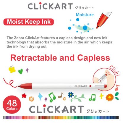 Zebra ClickArt (Click Art) Retractable marker pen 12 Pale colour set - Image 3