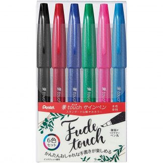 Pentel Fude Touch sign brush pen 6 colour set A