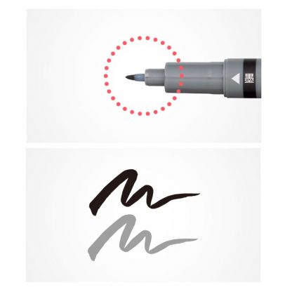 Tombow Fudenosuke Black and Grey Twin tip Brush pen - Image 2