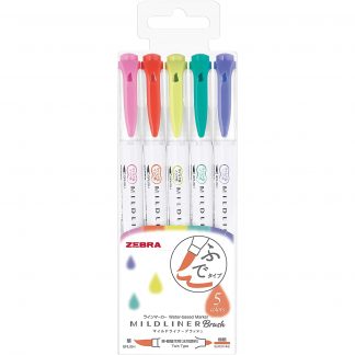 Zebra Mildliner BRUSH Bright colour set (5/pk) WFT8-5C-HC