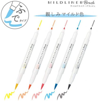 Zebra Mildliner BRUSH Friendy colour set (5/pk) WFT8-N-5C - Image 2