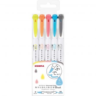 Zebra Mildliner BRUSH Friendy colour set (5/pk) WFT8-N-5C