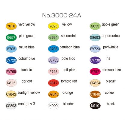 Marvy Le Plume Permanent marker (Alcohol based ink) 24 Basic colour set - Image 2