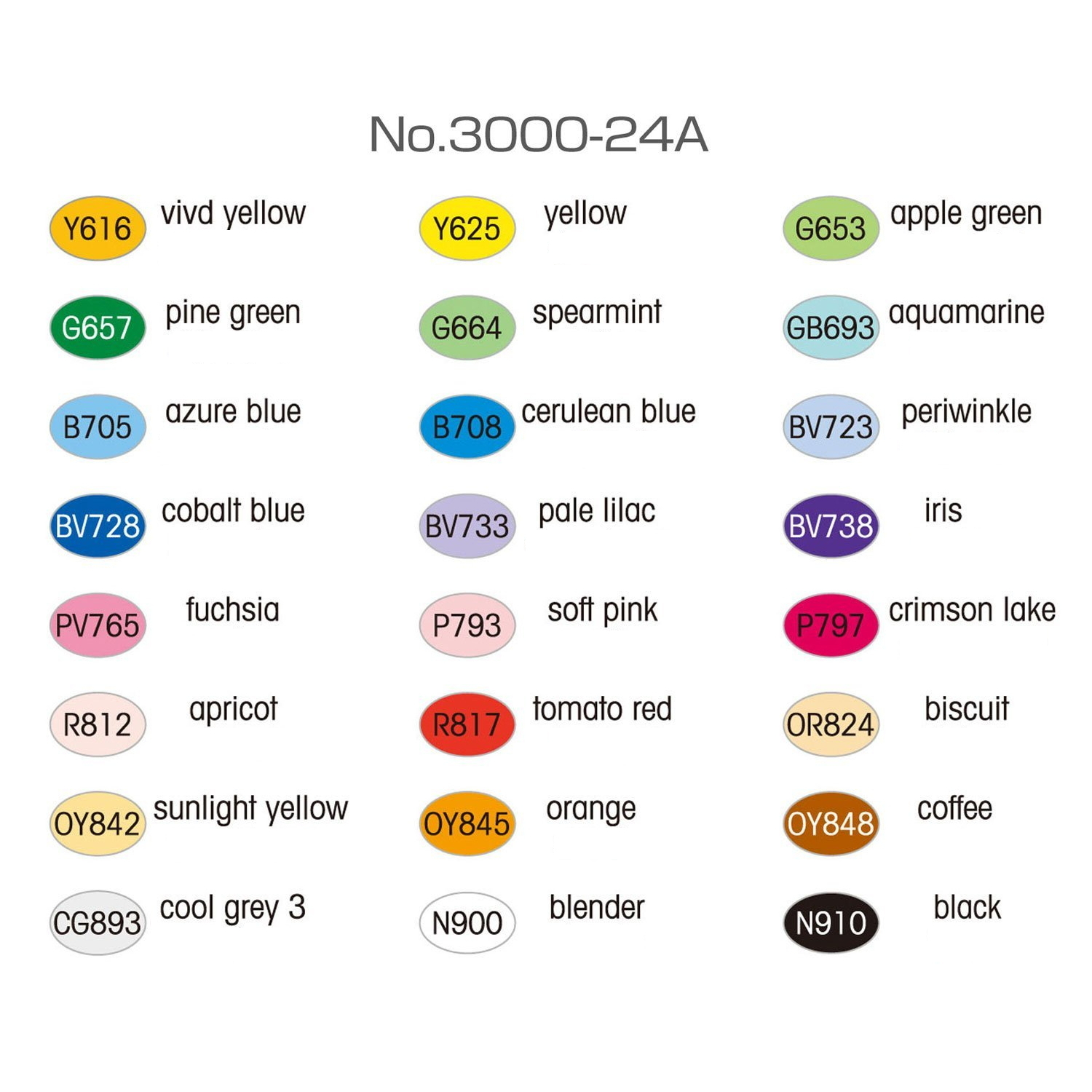 24 Basic colour set Alcohol based ink Le Plume Permanent marker Marvy