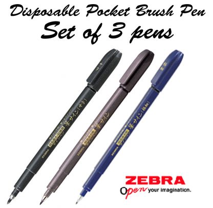 Zebra Zensations (Fude Sign) brush pen: Extra Fine, Fine, Medium pen set - Image 2