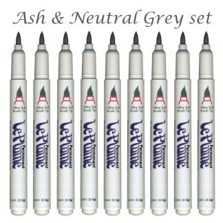 Marvy Le Plume Permanent Ash & Neutral Grey colours - 9 Marker pens in a set