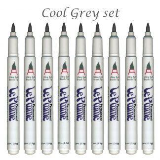 Marvy Le Plume Permanent Cool Grey colours - 9 Marker pens in a set