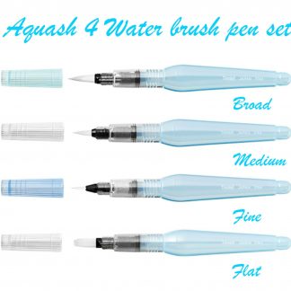 Pentel Aquash Water Brush 4 Pen set - Fine, Medium, Broad and Flat