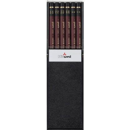 Uniball Hi Uni Graphite Sketching 12 assorted pencils in a plastic case: Set B