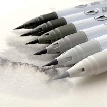 ZIG Clean colour real brush pen 6 colour set : Cool Gray - Image 2