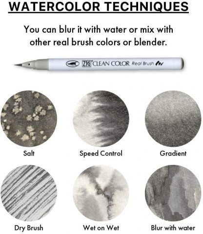 ZIG Clean colour real brush pen 6 colour set : Cool Gray - Image 4