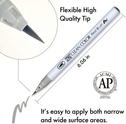 ZIG Clean colour real brush pen 6 colour set : Cool Gray - Image 5