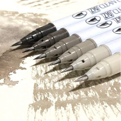 ZIG Clean colour real brush pen 6 colour set : Warm Gray - Image 2