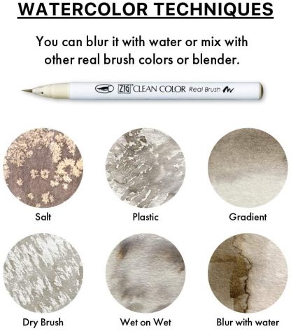 ZIG Clean colour real brush pen 6 colour set : Warm Gray - Image 4