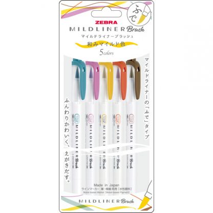 Zebra Mildliner Brush Deep and Warm colour set (5/pk) WFT8-5C-RC-N (New package)