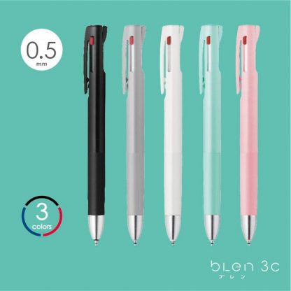 Zebra bLen 3C 3 colour ballpoint pen 0.5mm (Black, Red and Blue colour ink) Black Barrel - Image 6