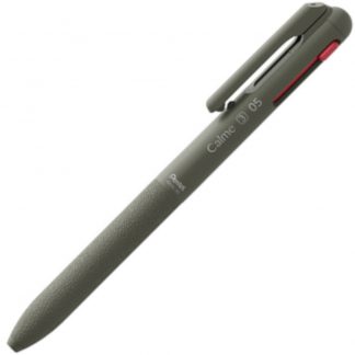 Pentel Calme quiet click 3 colour ink ball point pen 0.5mm : Khaki barrel