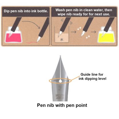 Pilot iro-utsushi Dipping pen with Fountain pen nib : Fine nib with clear black holder - Image 2