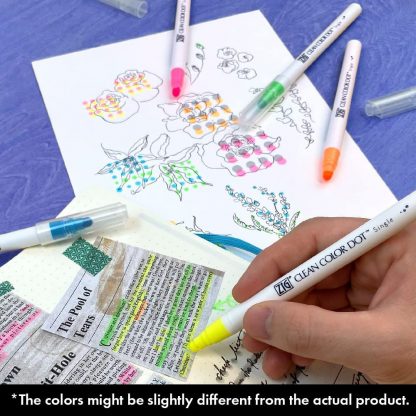 ZIG Kuretake Clean colour DOT Single Highlight colour set (6/pk) - Image 5