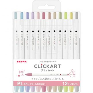 Zebra ClickArt (Click Art) Retractable marker pen 12 Pale colour set