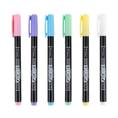 Tombow Fudenosuke Brush Pen Soft Tip 6 Pastel Color Set - Image 5