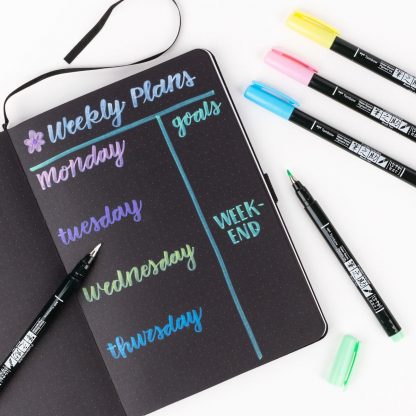 Tombow Fudenosuke Brush Pen Soft Tip 6 Pastel Color Set - Image 6