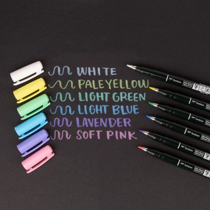 Tombow Fudenosuke Brush Pen Soft Tip 6 Pastel Color Set - Image 3