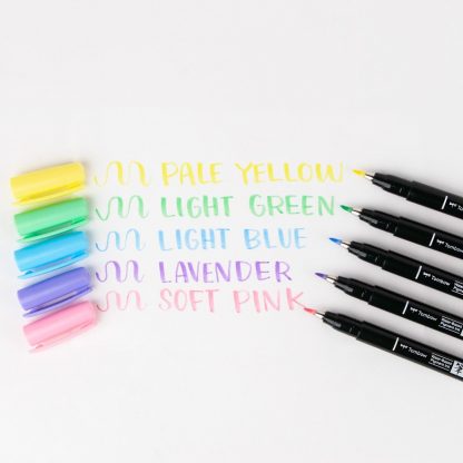Tombow Fudenosuke Brush Pen Soft Tip 6 Pastel Color Set - Image 2