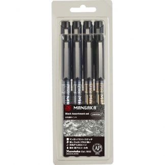 ZIG CARTOONIST MANGAKA BLACK Assortment Set (8/pk)