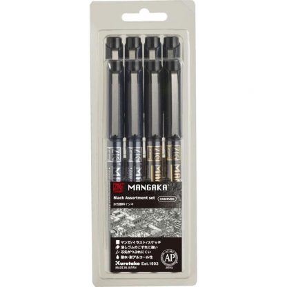 ZIG CARTOONIST MANGAKA BLACK Assortment Set (8/pk)