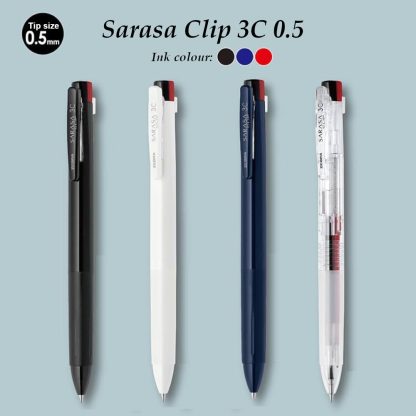 Zebra Sarasa Clip 3C (Black, Red, Blue inks) ballpoint pen 0.5mm White body - Image 3