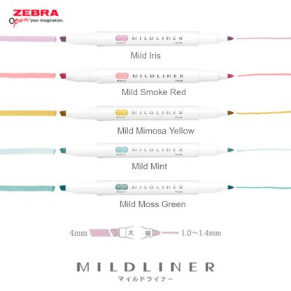 Zebra Mildliner Calm colour set (5/pk) WKT7-5C-OT - Image 2