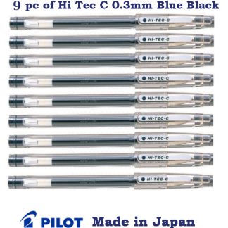 9 pc of Pilot Hi Tec C Pen (Known as G Tec C) 0.3mm tip Blue Black