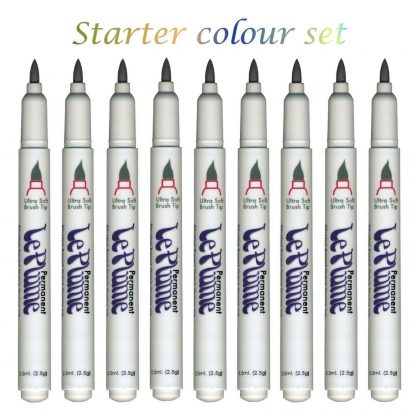 Marvy Le Plume Permanent Starter colours - 9 Marker pens in a set