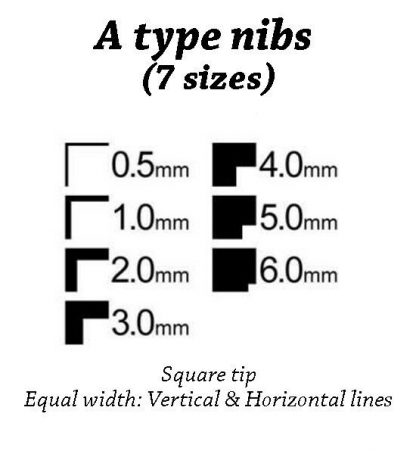 Calligraphy pen nib - Choice of 3 types / 7 sizes  made from Steel and Brass - Image 3