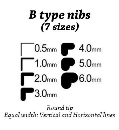 Calligraphy pen nib - Choice of 3 types / 7 sizes  made from Steel and Brass - Image 4