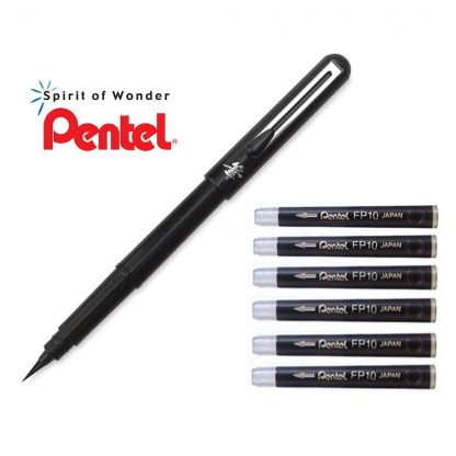 Pentel Pocket Brush pen with 6 cartridges - Image 2