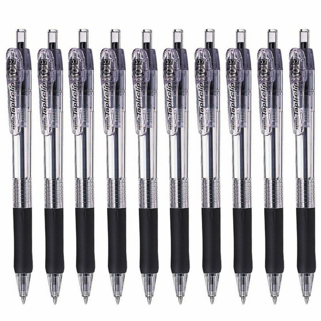 Zebra 10 x Tapli Clip ballpoint pen Black 0.7mm (Retractable) 40 more