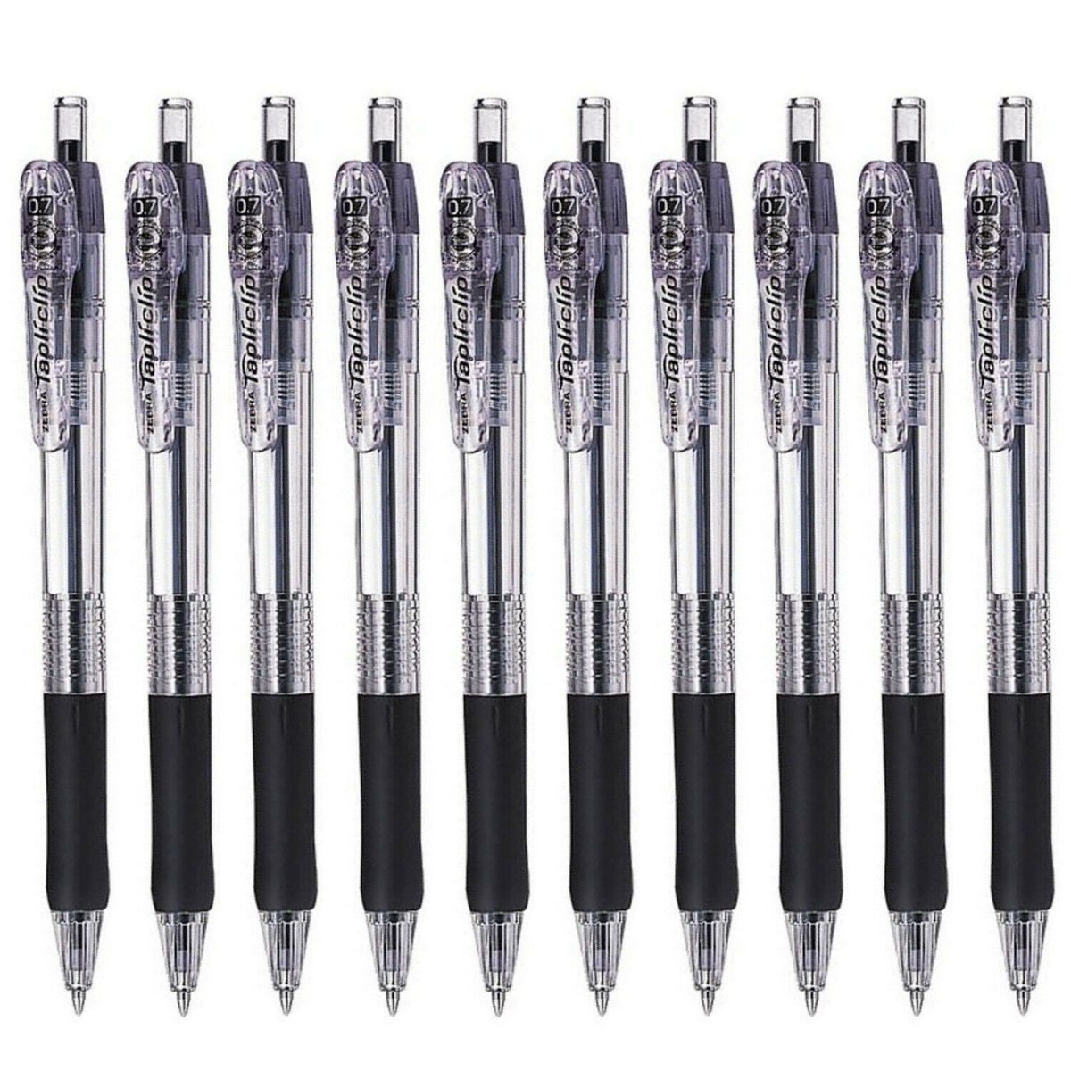 Zebra 10 x Tapli Clip ballpoint pen Black 0.7mm (Retractable) 40 more