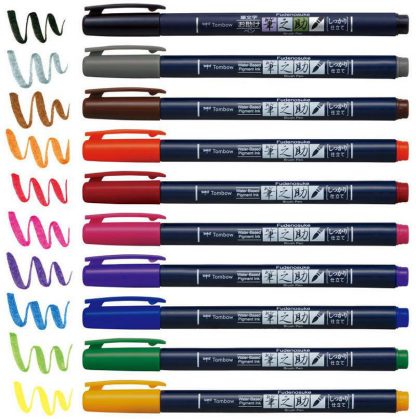 Tombow Fudenosuke Brush Pen Hard Tip 10 Color Set - Image 3
