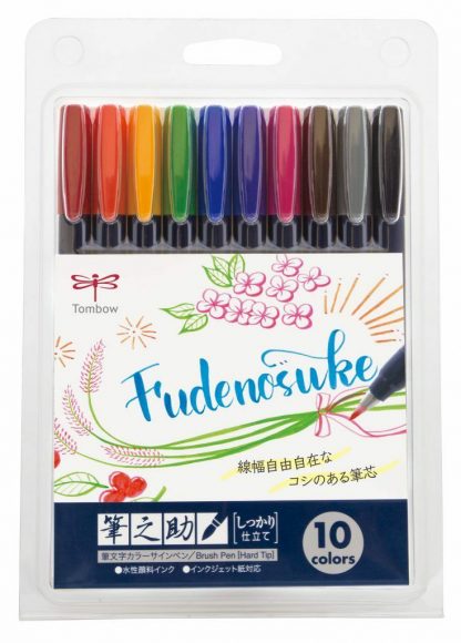 Tombow Fudenosuke Brush Pen Hard Tip 10 Color Set