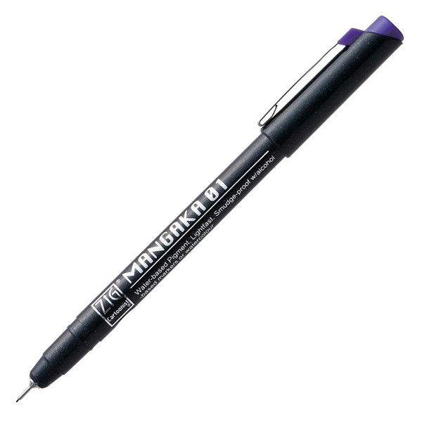 Gray LTBlue Violet ZIG Kuretake Mangaka Cartoonist Pen 0.1mm : Black Sepia 