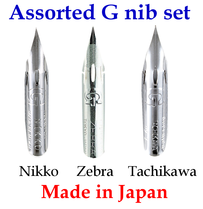 G pen nib assorted set (Nikko, Tachikawa, Zebra) – Manga Arts and