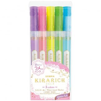 Zebra Kirarich Glitter Highligher - 5 Marker set