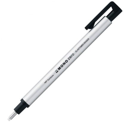 Tombow MONO Zero Round Eraser 2.3mm diameter : Silver